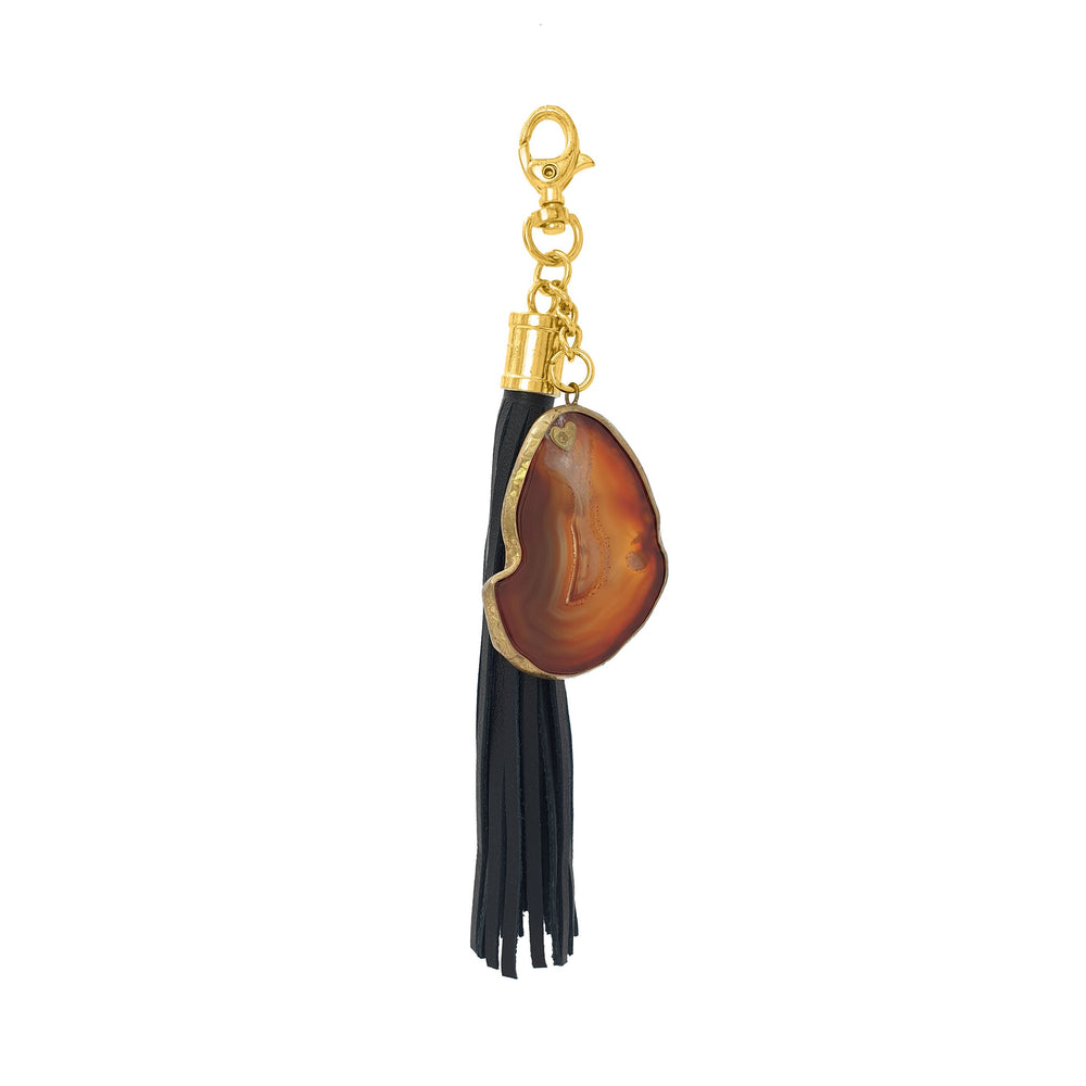 
                  
                    Load image into Gallery viewer, Keychain Leather Tassel Agate Stone Charm
                  
                