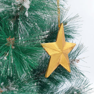 
                  
                    Load image into Gallery viewer, Wooden Christmas Ornaments Shiny Gold Stars
                  
                